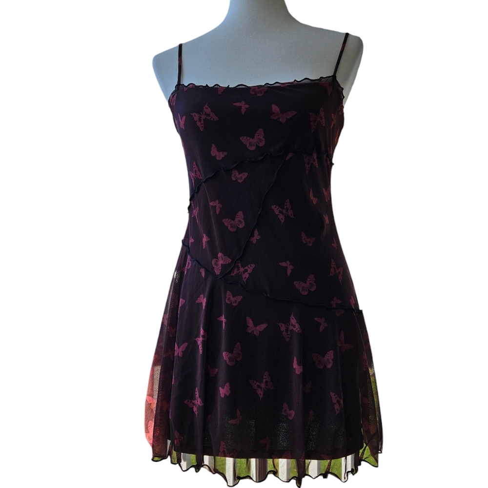 Urban Outfitters Black Dress with Pink Butterfly Print